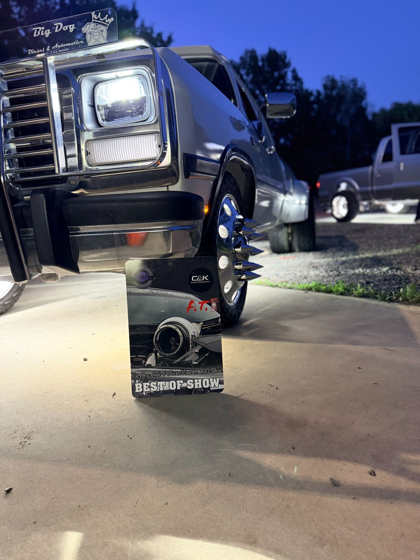 Best of Show award in front of the Big Dog dually
