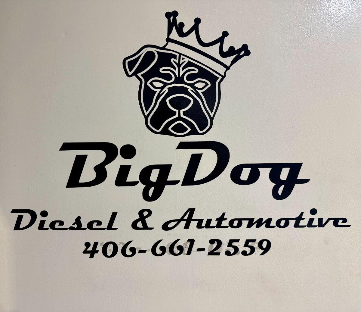 Big Dog logo painted on the shop wall